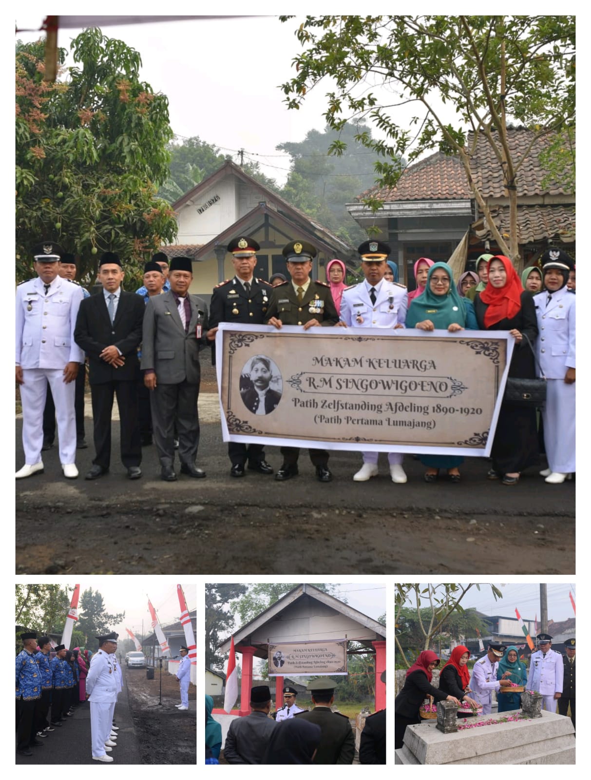 Jelang Detik-Detik Proklamasi, Camat Kedungjajang dan Forkopimcam Tabur Bunga di Makam RM Singowigun
