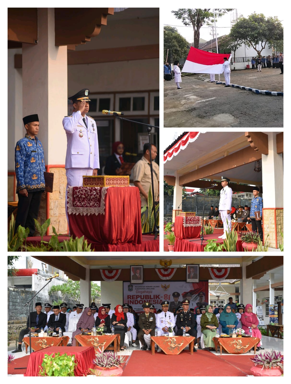 Merah Putih Berkibar di Halaman Kantor Kecamatan Kedungjajang, Peringatan HUT ke-81 Kemerdekaan RI B